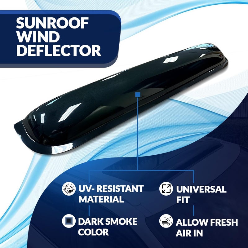 Tuningpros Sunroof Wind Deflector Car Sunroof Cover Compatible with 1995-2000 Chevrolet Lumina | Waterproof Moonroof Auto Window Deflectors Visor Thickness 1.4mm 980mm 38.5" | Dark Smoke | Set of 1 - Image 2